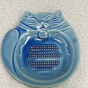 Vintage Kotobuki Blue Ceramic Cat  soap dish